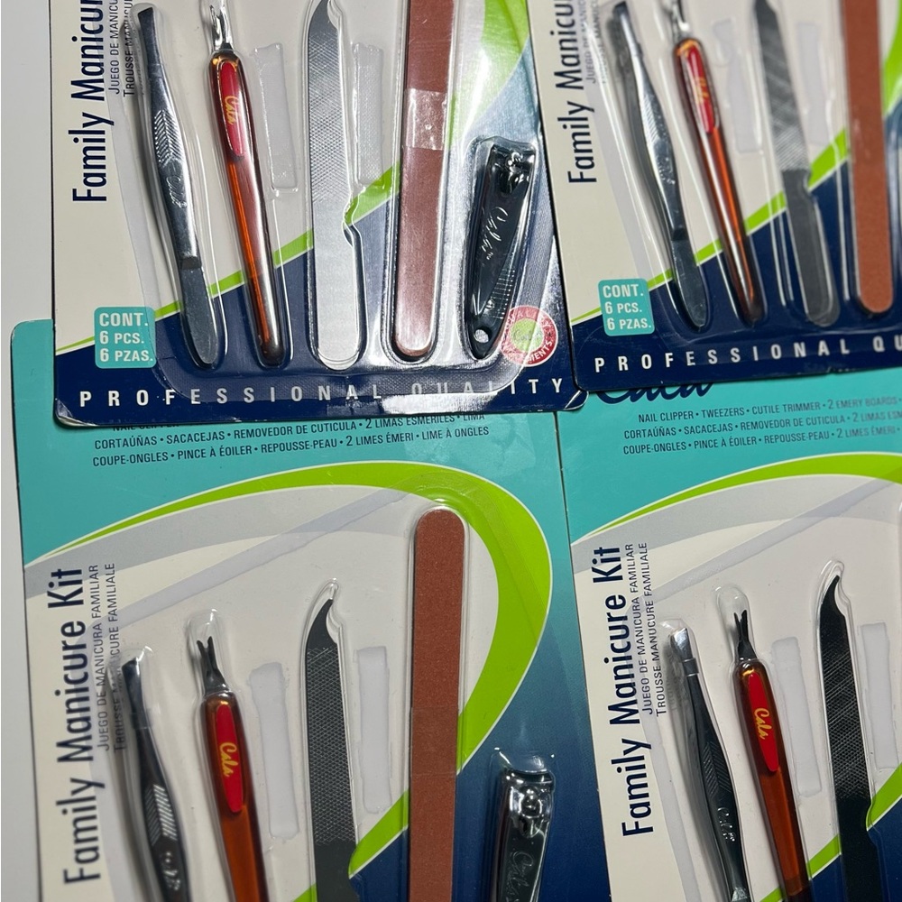 Family Manicure Kit with Red and Silver Tools